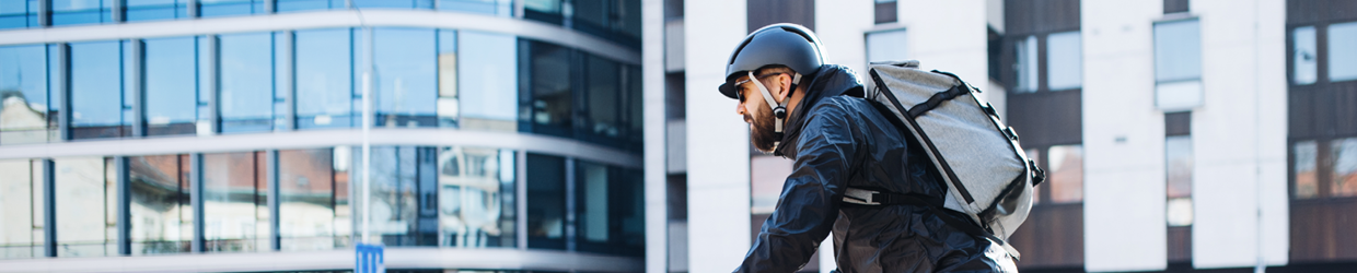 Man cycling in a city