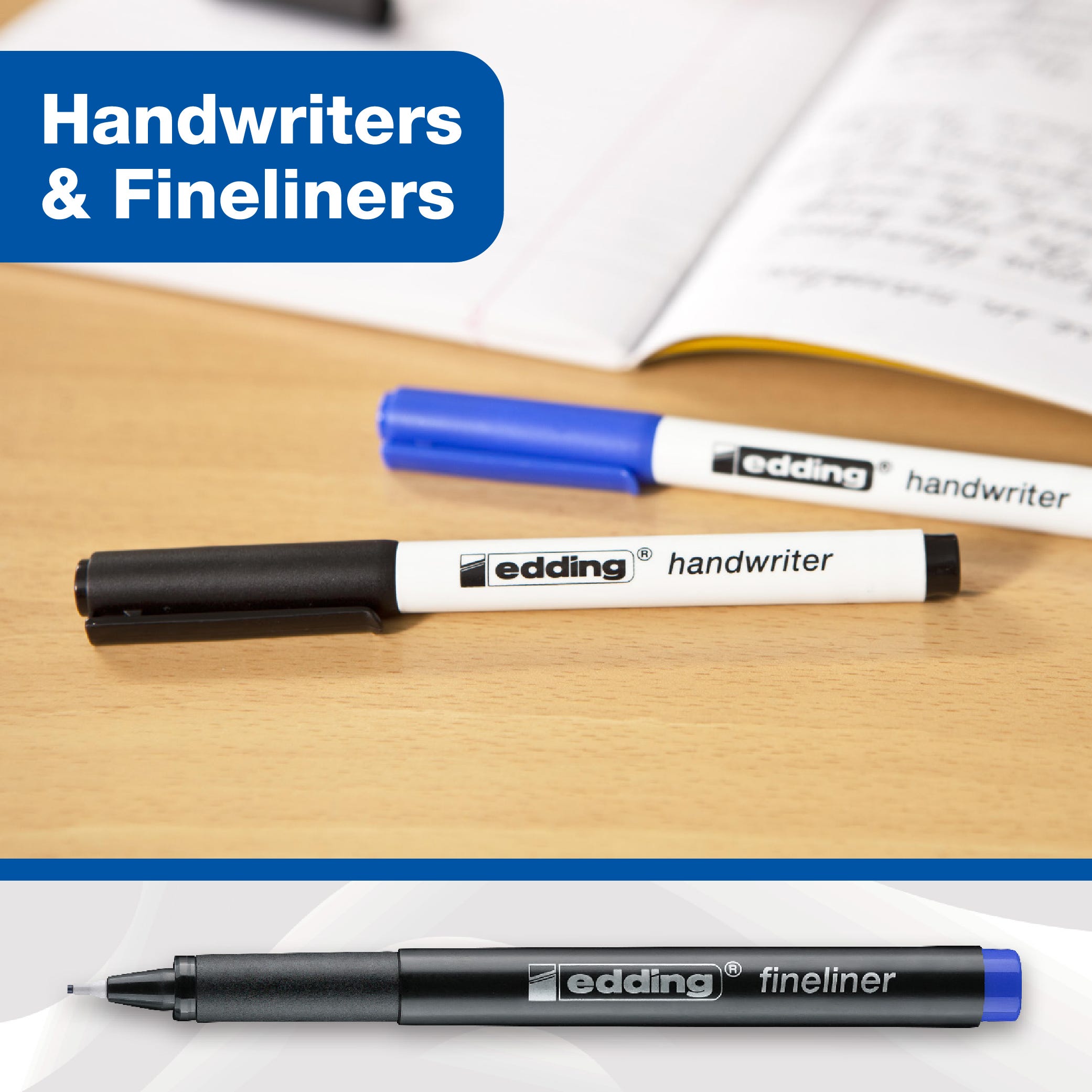 edding hndwriting and fineliner pens