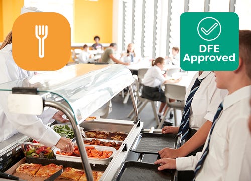 Lunch being served in a cafeteria